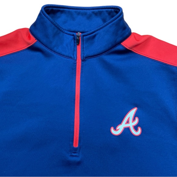 MLB Genuine Merchandise Men's Atlanta Braves 1/4 Zip Pullover Sweater Sz Medium - Picture 6 of 14